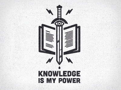 Knowledge Is My Power illustration knowledge logo power sword vector