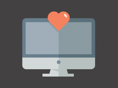 Love your Desktop computer desktop flat heart icons illustration love rejected vector