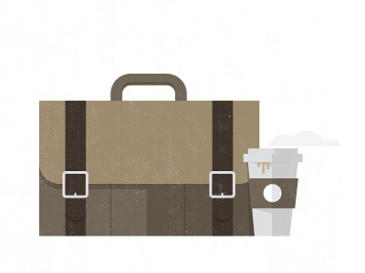 Ready for Work bag coffee cup design flat graphic job work