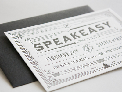 Speakeasy Invitation addys after party design invitation invite letterpress print secret speakeasy vintage