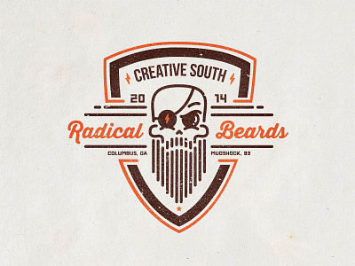 Radical Beards Club Badge badge beards bros creative south 14 cs14 design illustration skull vector