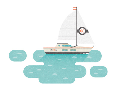 Sail Boat Illustration design edukate flat illustration ocean sail boat sea shadow texture