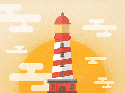 Lighthouse clouds design illustration lighthouse prpl sunset texture