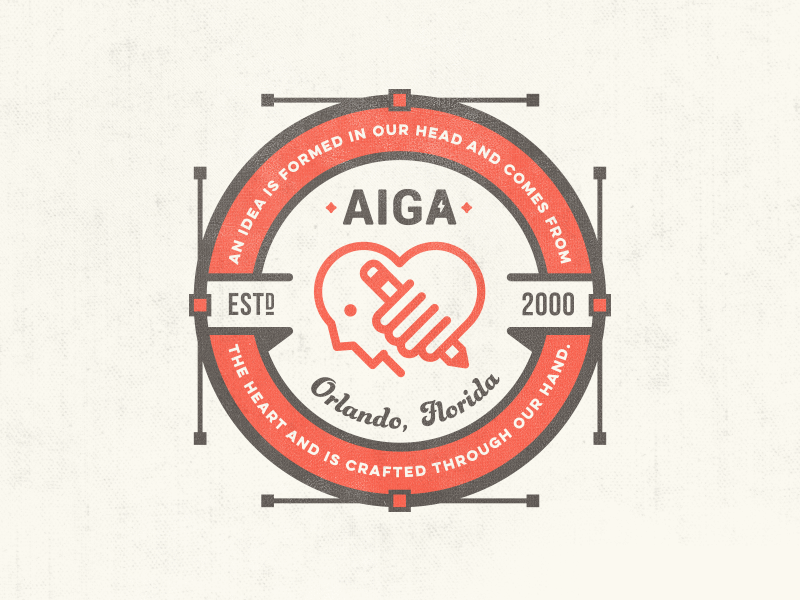 AIGA Board Member Shirt aiga badge birthday hands head heart mudshock orlando texture vector