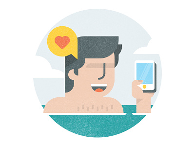 Vacation man icon illustration man phone phone near water! spot illustration vacation water