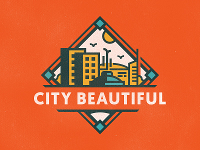 City Beautiful badge beautiful city design downtown florida illustration lake eola logo mudshock orlando