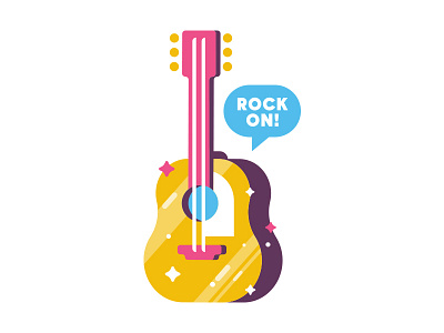 Rock on! acoustic austin design guitar illustration mudshock rock on slap! stickers sticker summer
