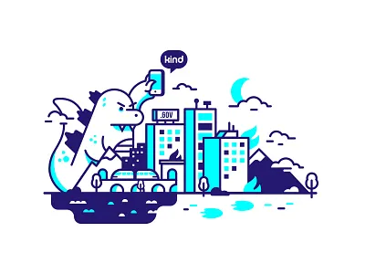 🔥 Gojira! 🏢 city design godzilla gojira health hero hero image illustration insurance kind mudshock