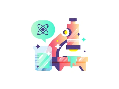 🔬 🔬 🔬 atom beaker design illustration microscope ooze science slaptastick sticker stickers