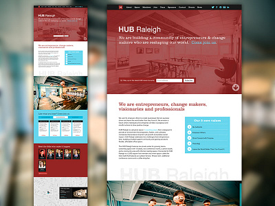 HUB Raleigh homepage design hub hub raleigh one pager splash page web design