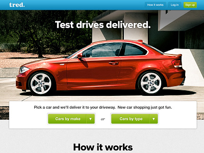Tred Homepage call to action homepage test drive tred