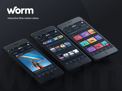 Worm - Interactive slow motion videos interface sketch ui design