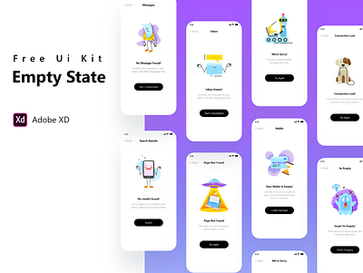 Empty State Collection - Free Xd File adobe adobe xd app collection empty empty state error error page free freebie mobile ui uiux ux wrong xd xd ui kit