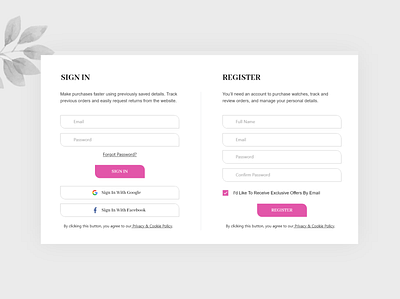 Sign in - Register Form design interaction interface landing landing page ui ux web website