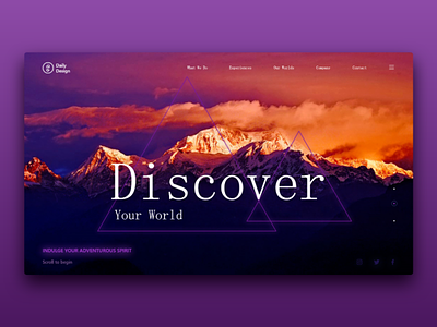 Discover your world cover design header interaction interface landing landingpage ui ux web design website