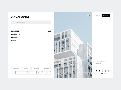 ArchDaily UI concept design concept desktop design figma layout minimal redesign ui user interface website