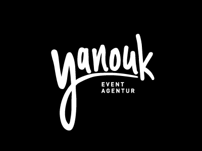 Yanouk agency austria black branding event hand logo personal script type white