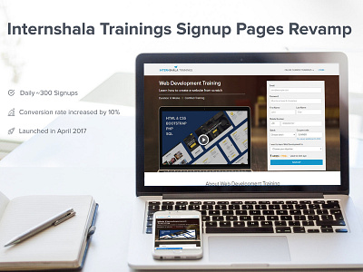 Internshala Trainings Sign Up Page