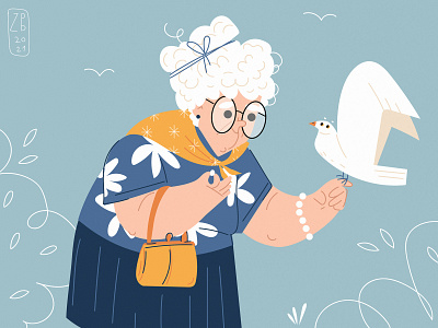 granny bird blue grandmother granny portrait sky vector white bird