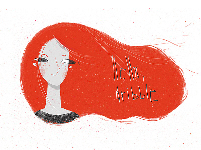 hello, dribble illustration redhead