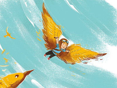 illustration for children book (fragment) birds book bookillustration child dreams fly illustration kid sky