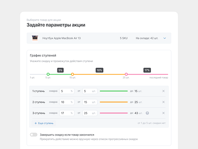 Progressive discount count crm discount interface marketplace progressive sale slider steps ui ux