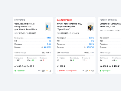 Product card redesign card conversion in cart interface item like marketplace moderation product card raiting redesign returns roi scores shop ui ux view