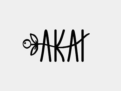 Akai calligraphy hand drawn leaves lettermark organic typogaphy vintage