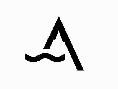 Adventropia letter a lettermark logo mountain water wave