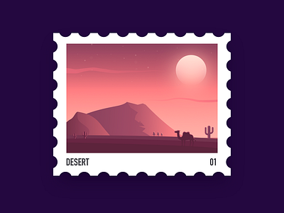 Desert stamp desert illustration