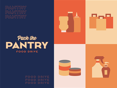 Pack the Pantry Food Drive brand branding design food food drive icon illustration logo pack pantry typogaphy vector