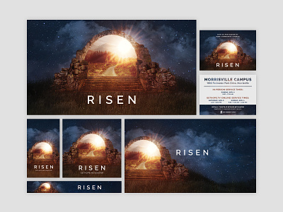 Risen - Easter 2021 branding branding design collage day design he is risen hope night path portal series branding stairs stars sunrise tomb