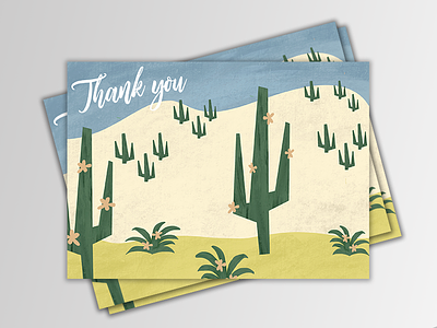 Cactus Bloom Thank You Card Design cactus card card art desert design illustration print procreate procreate art texture thank you card