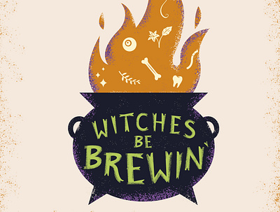 Witches Be Brewin' brew cauldron halloween illustration paintbrushes type typedesign typography witch witches