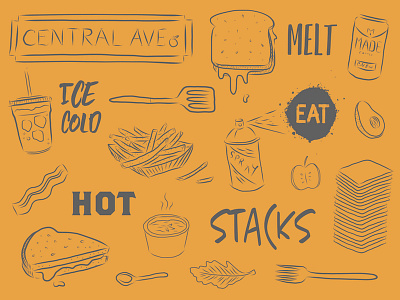 Central Melt Grilled Cheese adobedraw branding cheese grilledcheese illustrate type