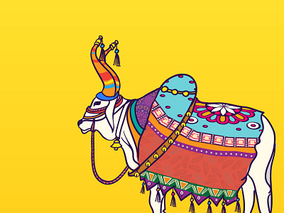 Indian Cow animal animal art animal illustration animation art artwork artworks cartoons cow india indian indian arts