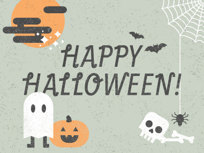 All Hallow's Eve bats fall ghost halloween illustration pumpkin skeleton skull spider texture typography web