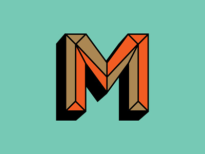 The Letter M bevel lettering letters m monogram type typography