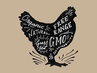 Chicken Glossary chicken free range illustration lettering organic silhouette texture