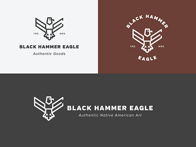 Logos black branding design eagle hammer identity lockup logo smoke signal dsgn