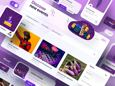 IRL Discover Page - Full Thing 2020 ui trends alex banaga discover dropdowns events page fortnite irl music music album music app music icon online pages product social social app swtich ui web app