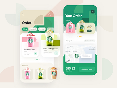 Starbucks App Redesign alex banaga coffee frappuccino menu mobile checkout mobile location mobile order order price responsive redesign starbucks total treats