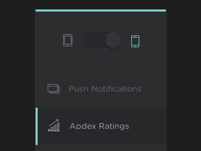 Dark ui blue dark glow icon indent interface ipad iphone sidebar slider toggle ui