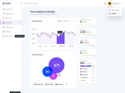 Socially - a modern Social UI kit built in React by Alex Banaga on Dribbble