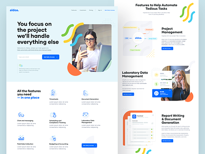 Aldoa - Homepage and Branding aldoa automation branding caviar colorful coming soon homepage illustration illustrations management project management projects sass tasks ui ux website