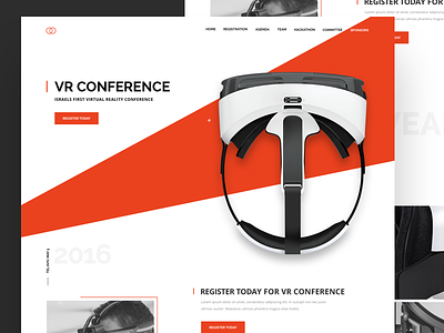 Vr Conference bold conference layout minimal reality red schedule team virtual white