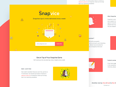 Snapvice chat ghost icons live minimal newsletter parallax site snap snapchat