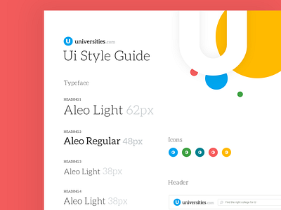 Universities Style Guide colors fonts guide guides header pixels school style styling ui