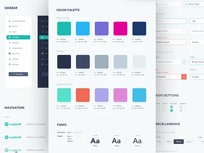 Scaphold.io Style Guide colors elements guide navigation rebrand style styles toolkit ui web