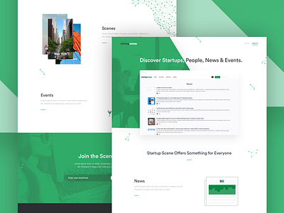Startupscene Landing Page concept creative design green icons idea landing quality startupscene website